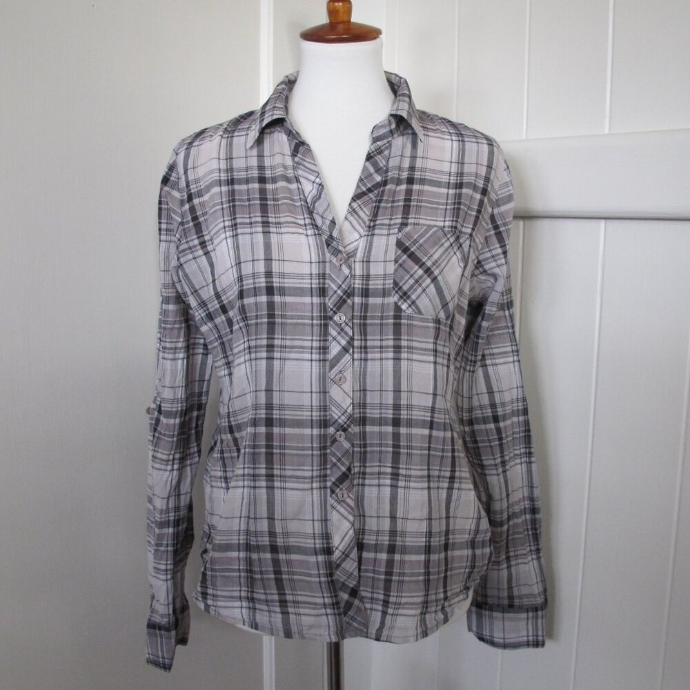 Kirra | Gray Plaid Lightweight Long Sleeve Cabincore